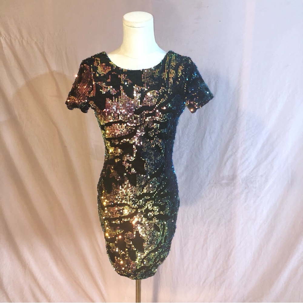 Prom Color Changing Sequin Mini Dress Size XS Party Wedding Cocktail Sheath